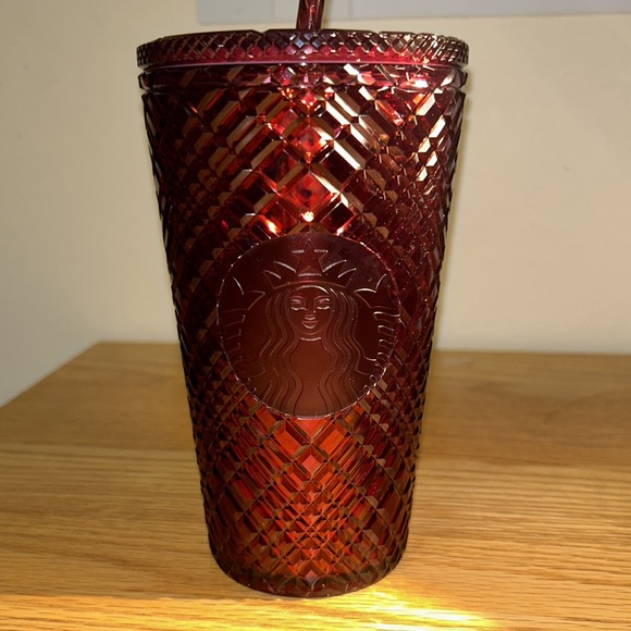 NWT Red Textured Starbucks Cup with straw - Picture 2 of 5